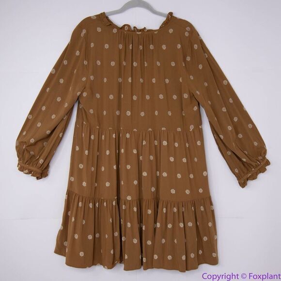 NEW Madewell Tie-Neck Tiered Mini Dress in Bloom Dot, ND169, XL - Picture 9 of 16